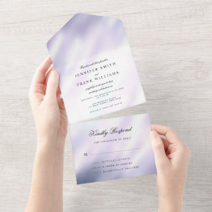 Invitación Todo En Uno Elegante Moda simple de color blanco morado metáli