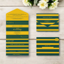 Elegante Moda Verde Y Dorado Stripes Boda De Lujo