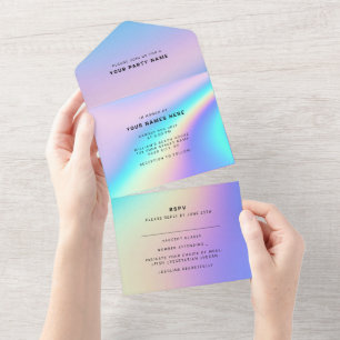 Invitación Todo En Uno Elegante moderno holográfico personalizado
