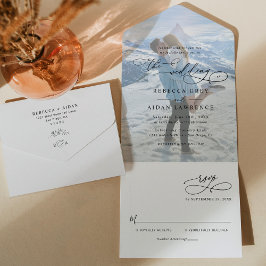 Invitación Todo En Uno Elegante Monograma Boda moderno de fotografía