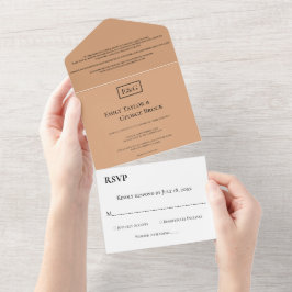 Invitación Todo En Uno Elegante Monograma de Letra de Sencillo Guion Mode