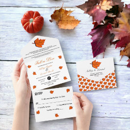 Invitación Todo En Uno Elegante otoño rústico deja Moda boda otoño