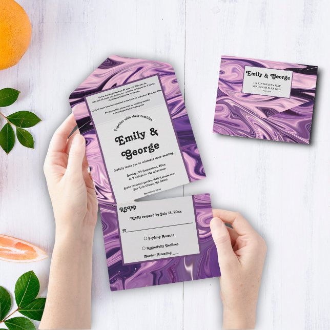 Invitación Todo En Uno Elegante Resumen Mínimo Paint Blue Galaxy Boda (Subido por el creador)