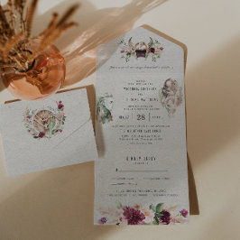 Invitación Todo En Uno Elegante Rollo de Boda Vikingo Nórdico