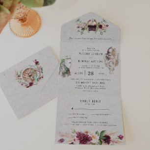 Invitación Todo En Uno Elegante Rollo de Boda Vikingo Nórdico