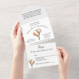 Invitación Todo En Uno Elegante Romántico Calla Lily Soft Watercolor Past