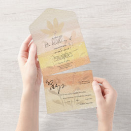 Invitación Todo En Uno Elegante Romántico Wildflowers Terracotta