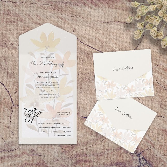 Invitación Todo En Uno Elegante Romántico Wildflowers Terracotta (Subido por el creador)