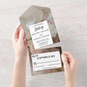 Invitación Todo En Uno Elegante rosa botánico Boda floral Todo
