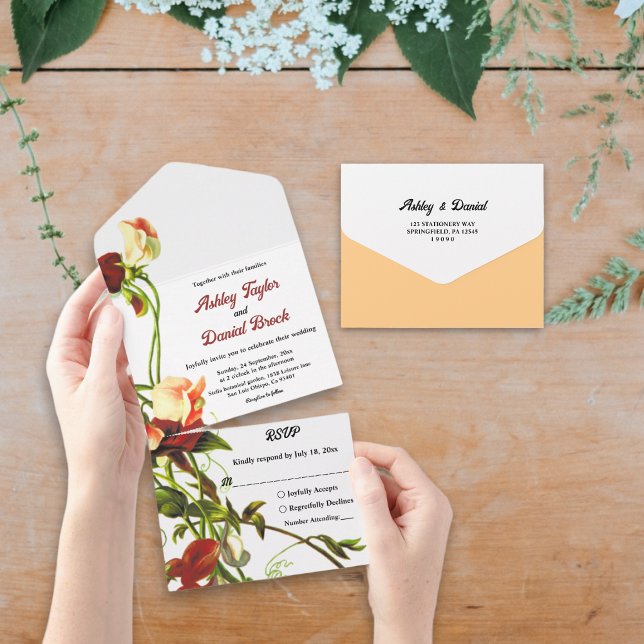 Invitación Todo En Uno Elegante Rosas del Boho de la Veranda Boda veranie (Subido por el creador)