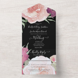 Invitación Todo En Uno Elegante Rubor Fushia Pink