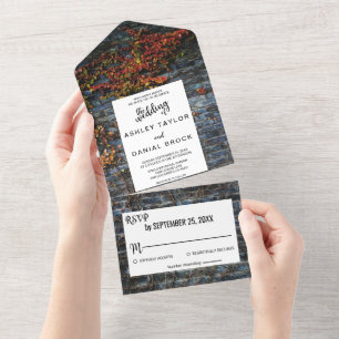 Invitación Todo En Uno Elegante rústico rosas de otoño con boda floral