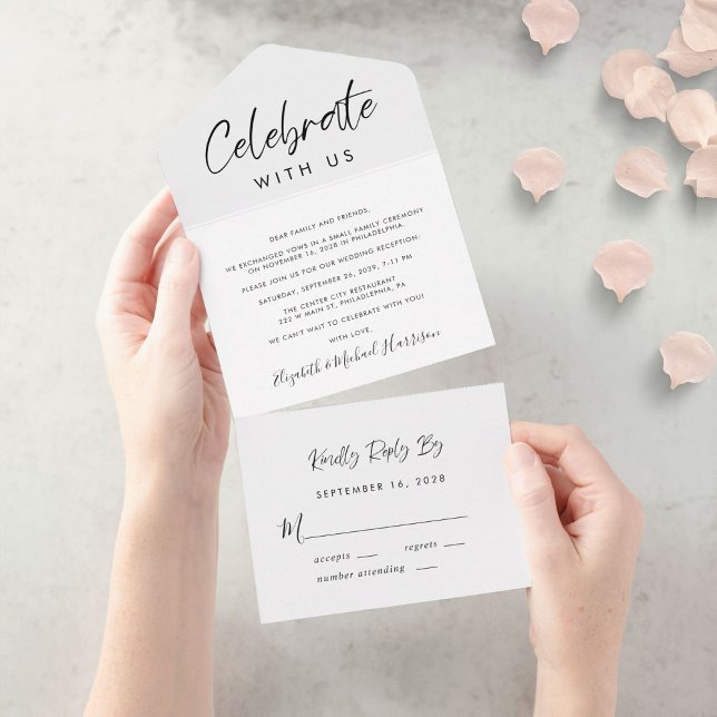 Invitación Todo En Uno Elegante Script Wedding Recepción (Subido por el creador)