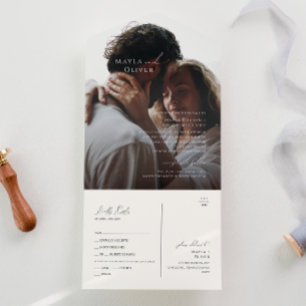 Invitación Todo En Uno Elegante sello de foto manuscrito Minimalista y en