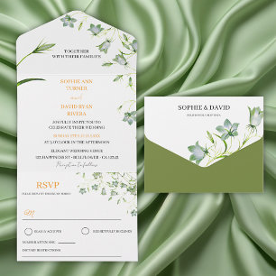 Invitación Todo En Uno Elegante sello floral y Boda de envío