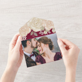 Invitación Todo En Uno Elegante sitio web de código QR floral de color bu