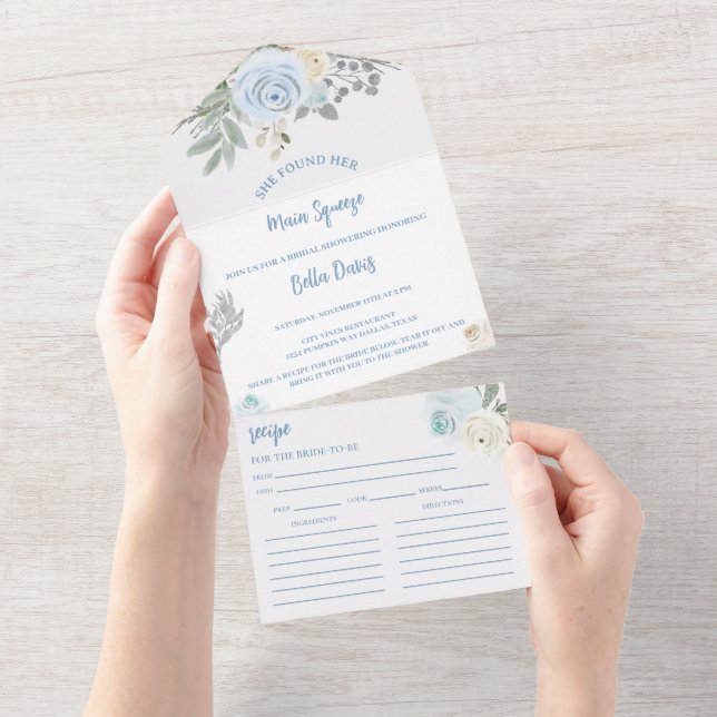 Invitación Todo En Uno Elegante Squeeze Winter Bridal Shower (desgarro)