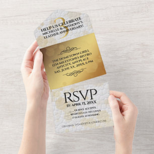 Invitación Todo En Uno Elegante tercer aniversario Boda de cuero