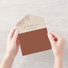 Invitación Todo En Uno Elegante Terracota Whimsical Boda