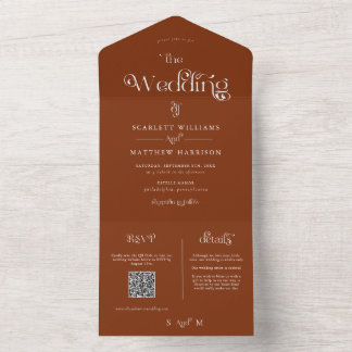 Invitación Todo En Uno Elegante Terracota Whimsical Boda
