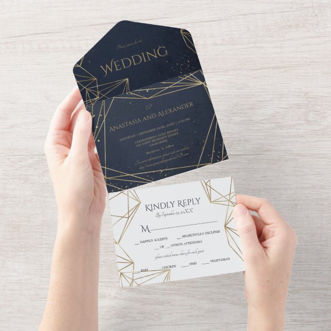 Invitación Todo En Uno Elegante todo en una sola boda. (desgarro)