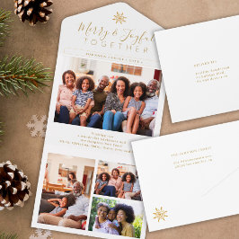 Invitación Todo En Uno Elegante vacaciones de color blanco dorado mínimo 