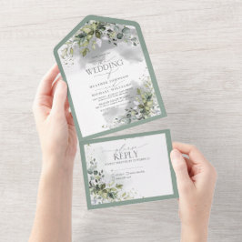 Invitación Todo En Uno Elegante vegetación botánica acuarela floral