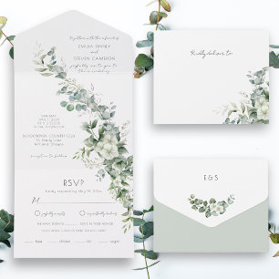 Invitación Todo En Uno Elegante vegetación de eucalipto