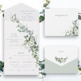 Invitación Todo En Uno Elegante vegetación de eucalipto