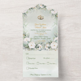 Invitación Todo En Uno Elegante vegetación, todo en una sola boda