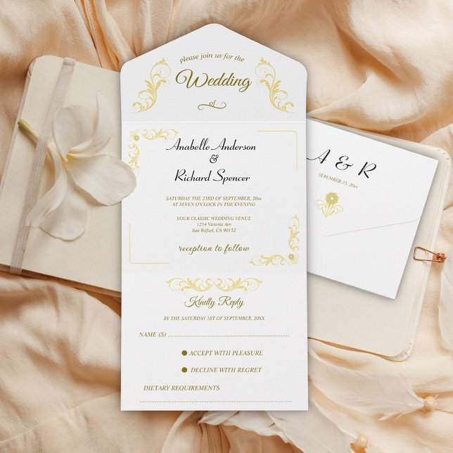 Invitación Todo En Uno Elegante victoriano todo en un Boda (Subido por el creador)