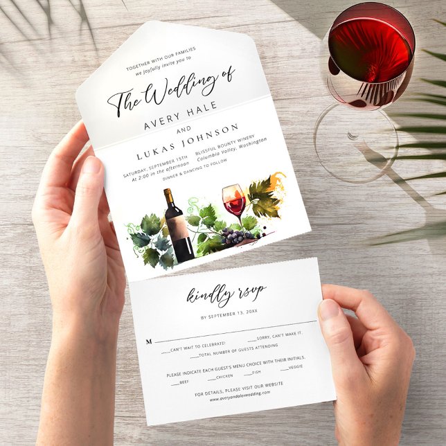 Invitación Todo En Uno Elegante Vineyard Temático De Vino (Subido por el creador)