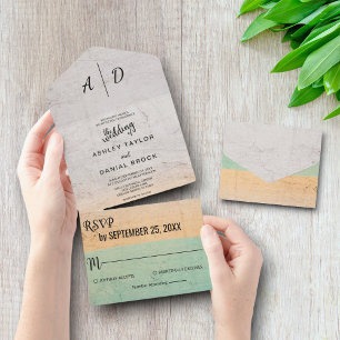 Invitación Todo En Uno Elegante vintage rústico, todo en una sola boda
