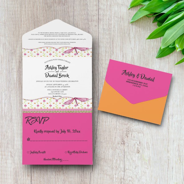 Invitación Todo En Uno Elegante y caprichoso Boda floral de verano de cam (Subido por el creador)