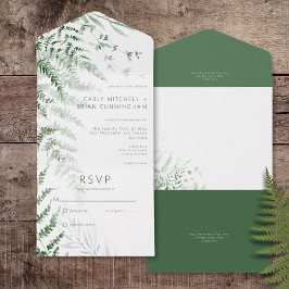 Invitación Todo En Uno Elegante Y Delicado Verdor No Cena