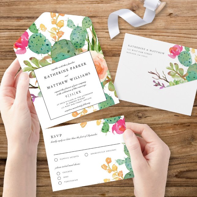 Invitación Todo En Uno Elegante y exitoso Boda de acuarela floral (Subido por el creador)