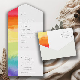 Invitación Todo En Uno Elegante y minimalista Boda del arcoiris del orgul