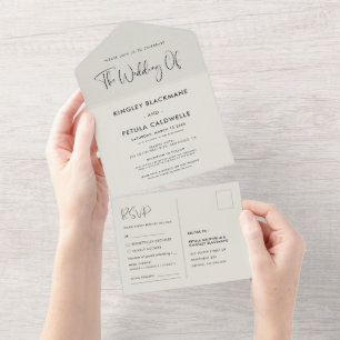 Invitación Todo En Uno Elegante y moderno boda verde sabio