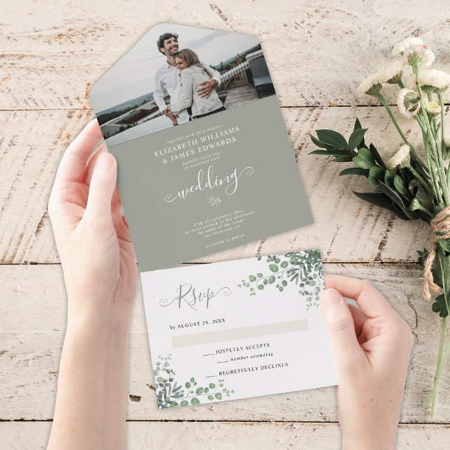 Invitación Todo En Uno Elegante y rústico Boda de fotografía Eucalyptus G (Subido por el creador)