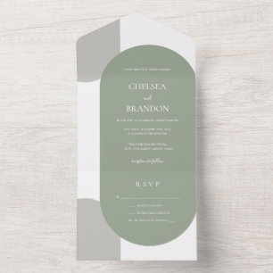 Invitación Todo En Uno Elegante y Simple Boda Bohemiana con Arcos de Verd
