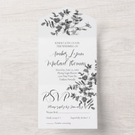 Invitación Todo En Uno Elegantes flores silvestres modernas minimalistas 