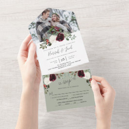 Invitación Todo En Uno Elegantes Navidades Boda de fotografía de invierno