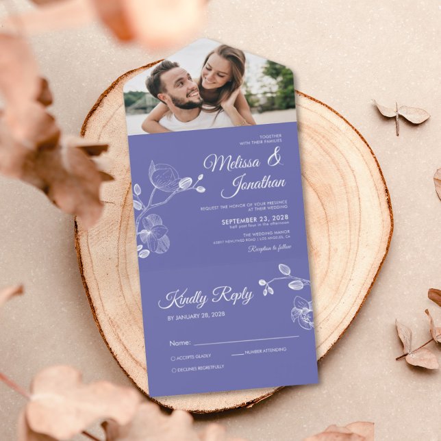 Invitación Todo En Uno Elegantes orquídeas boda floral púrpura (Subido por el creador)