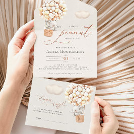 Invitación Todo En Uno Elephant Balloon Baby Shower Todo En Una Invitació