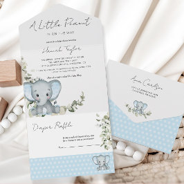 Invitación Todo En Uno Elephant Boy Baby Shower