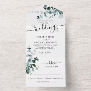 Invitación Todo En Uno Emerald Eucalyptus Greenery Boda Botánica RSVP