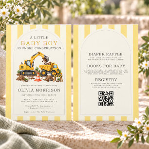 Invitación Todo en Uno en Construcción Fiesta de Baby Shower