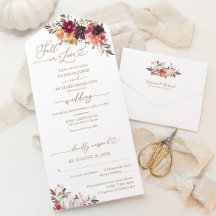Enamorarse de Borgoña Floral Calabaza Blanca Boda