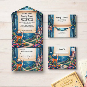 Invitación Todo En Uno Encantado Bosque Woodland Castle Fairytale Boda