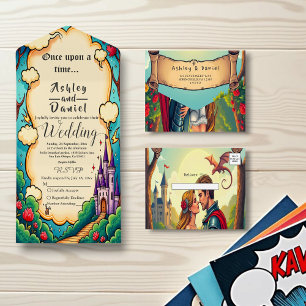 Invitación Todo En Uno Encantado Forest Castle Woodland Fairytale Boda